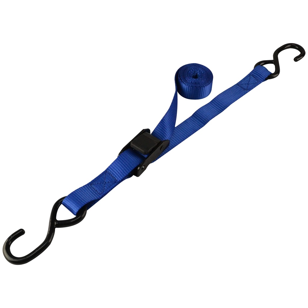 Tie Down Cam Buckle 1"x6FT Blue 4PK