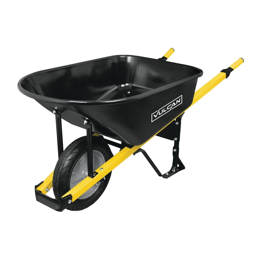 Wheelbarrow Black Steel Tray Flat Free Tire 6Cu.FT