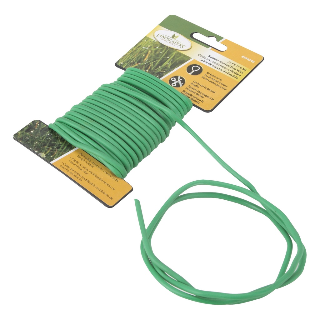 Steel Wire 25ft Rubber Coated Green