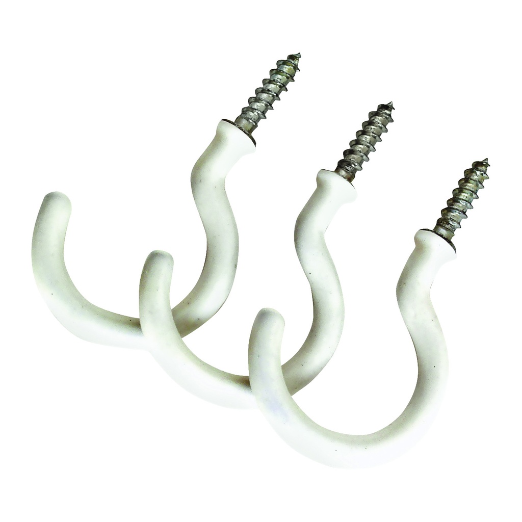 Vinyl Coated Hooks White 3pk