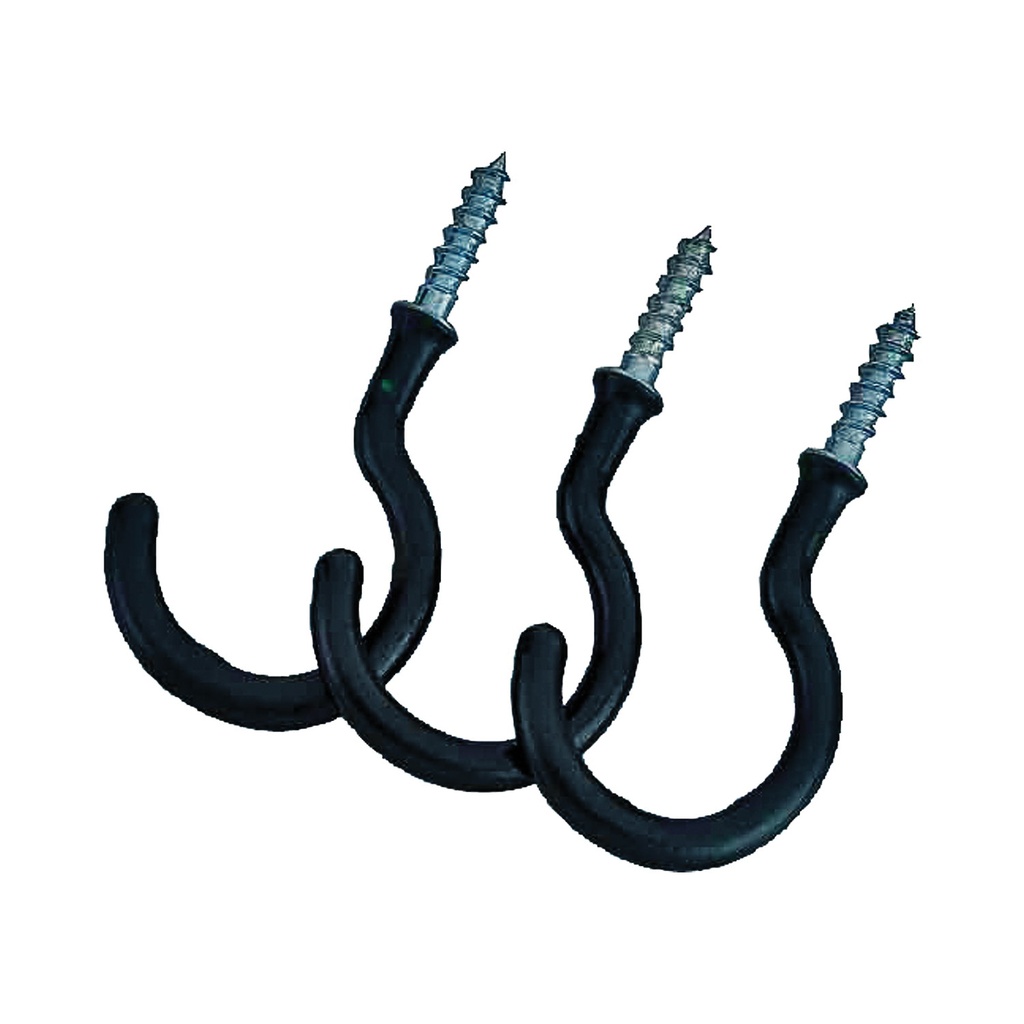 Vinyl Coated Hooks Black 3pk