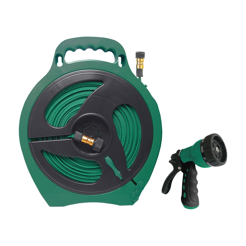 Garden Hose Kit Reel w/50ft Hose & Nozzle 