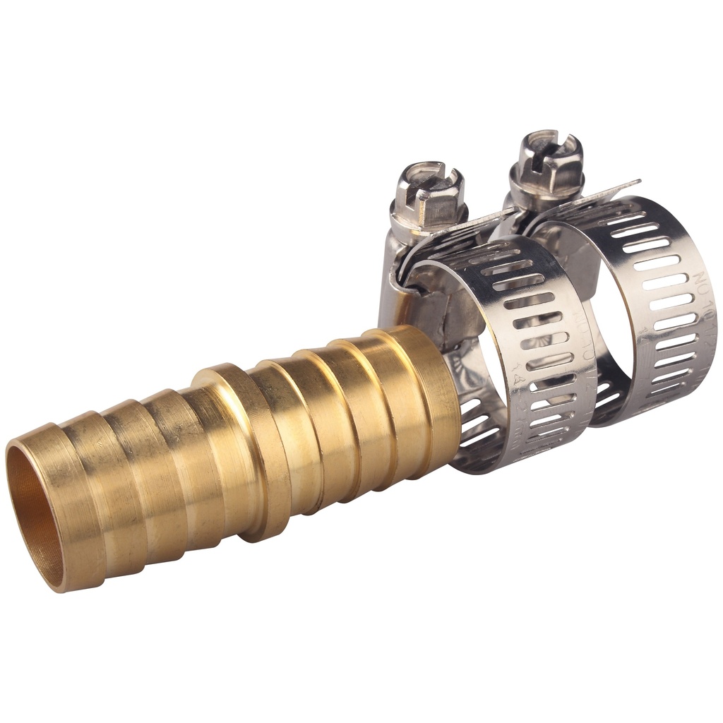 Hose Mender 3/4" Barb w/Clamps Brass