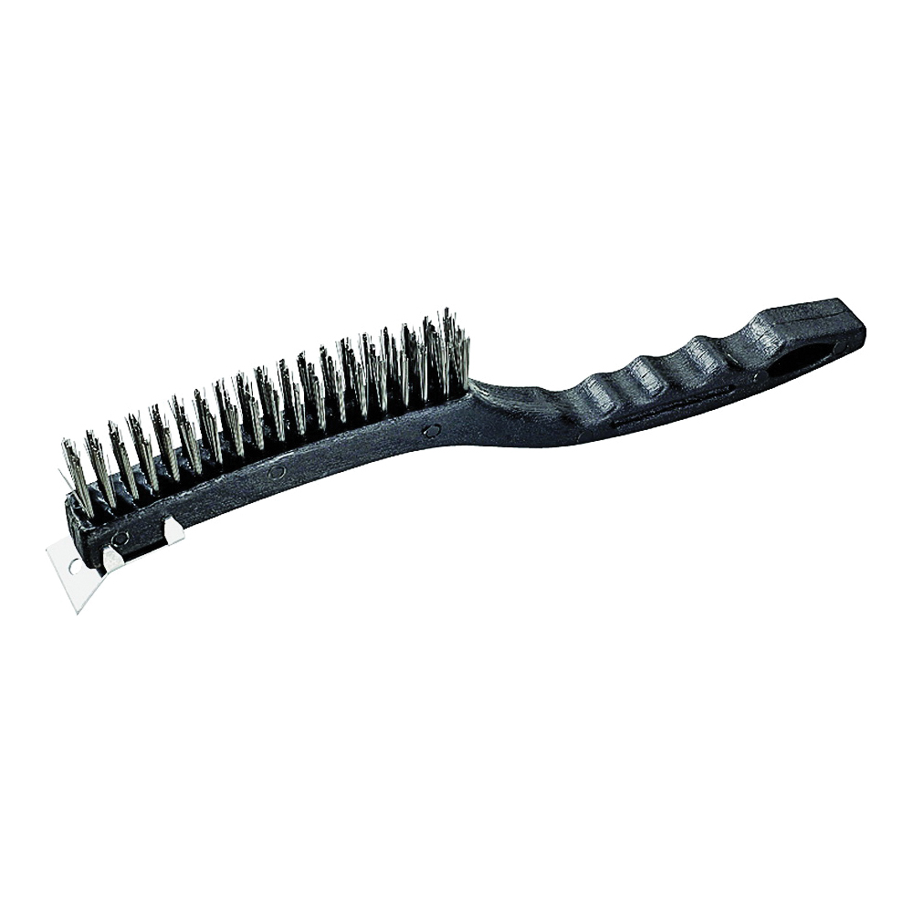 Wire Brush 13½" w/Scraper Plastic Handle Steel Bristles