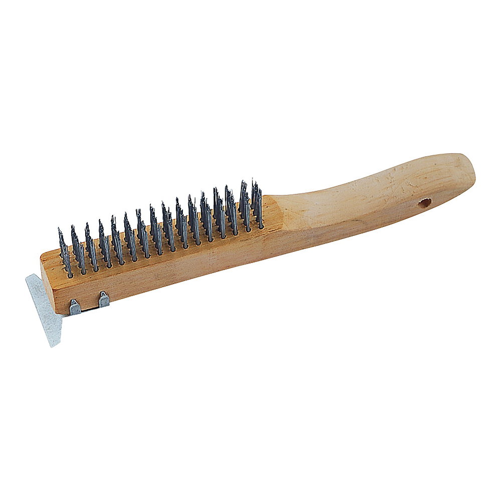 Wire Brush w/Scraper 10-1/4" Steel Bristle