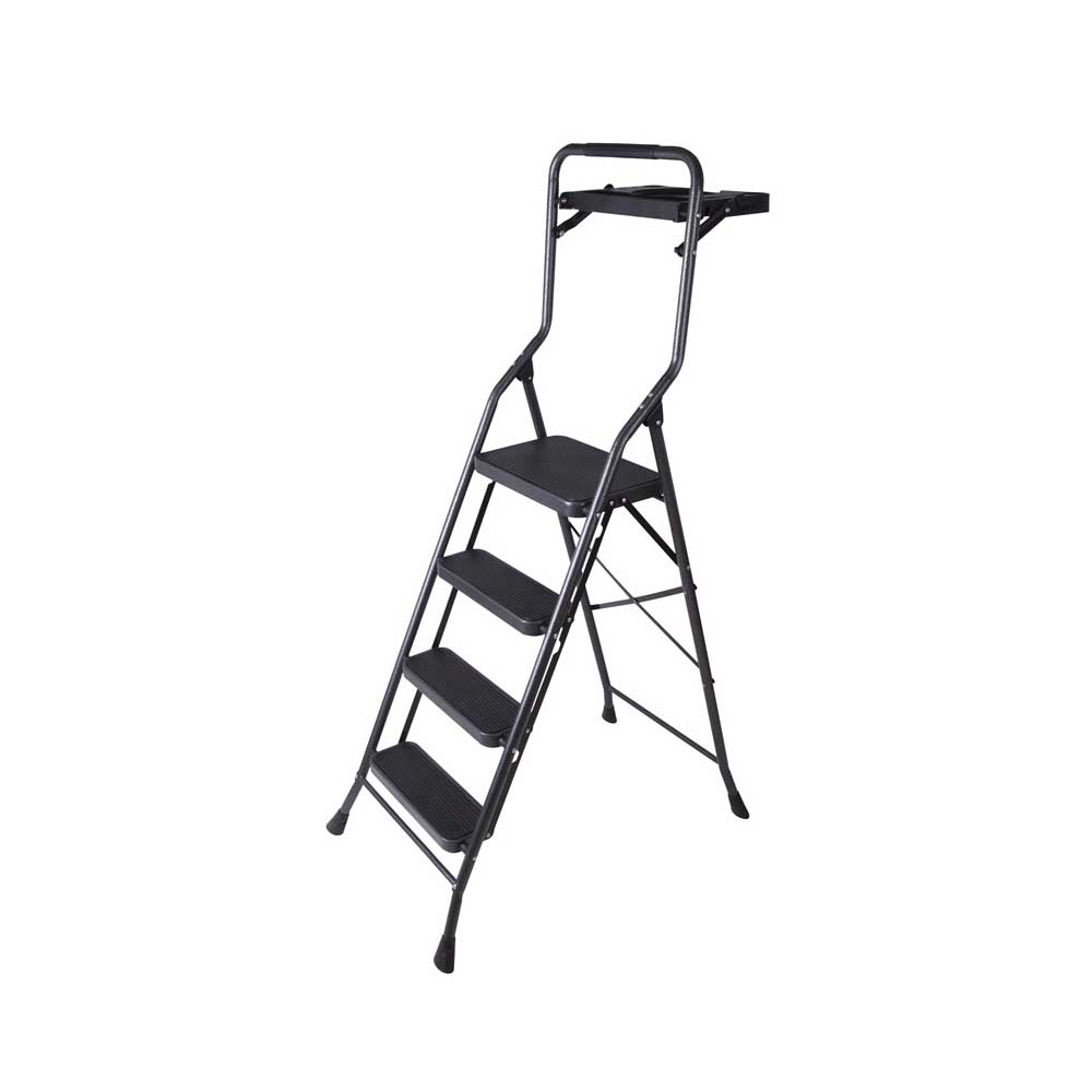 4 Step Stool W/Tray Steel Gray