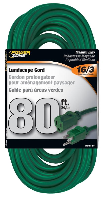 Extension Cord 16/3AWG 80ft Landscape 13A Green
