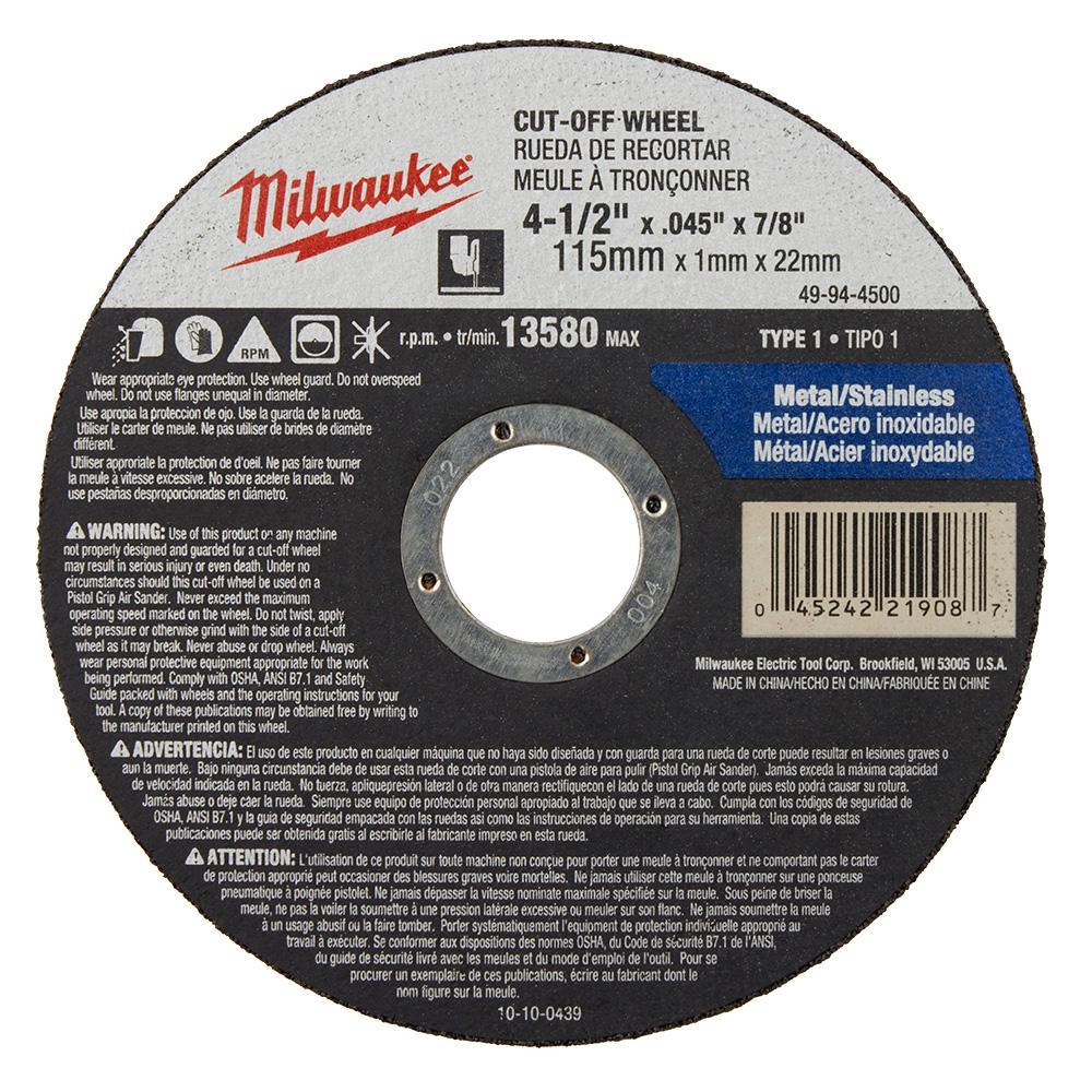 CUT-OFF WHEEL 4-1/2X 0.045X7/8