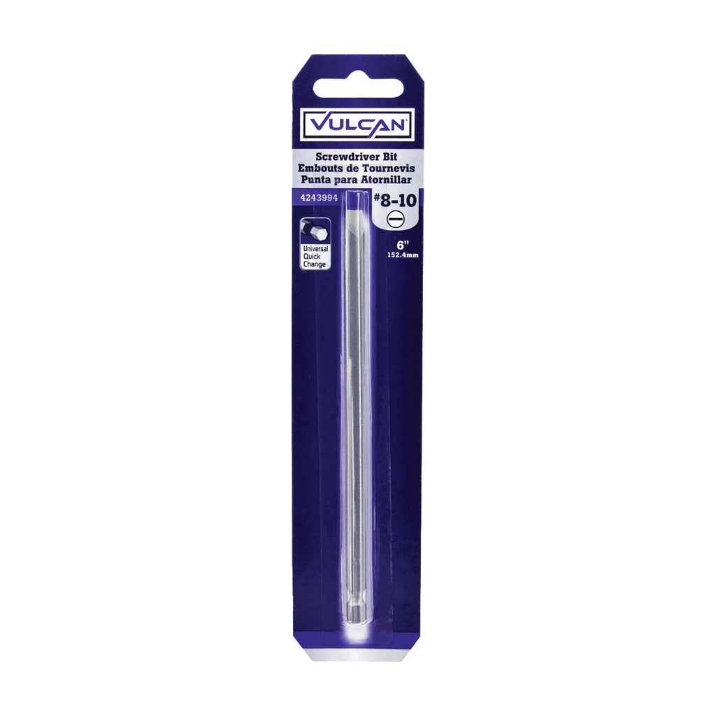 Screwdriver Bit #8-10 Slot 6"