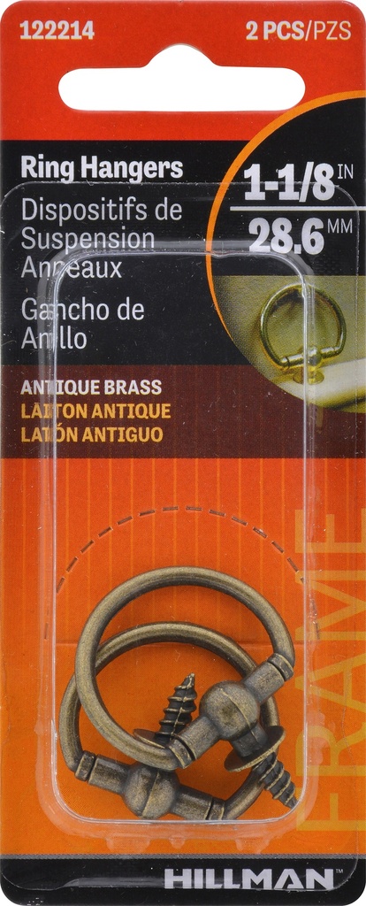 CD A BR RING HANGER 1-1/8 2PK