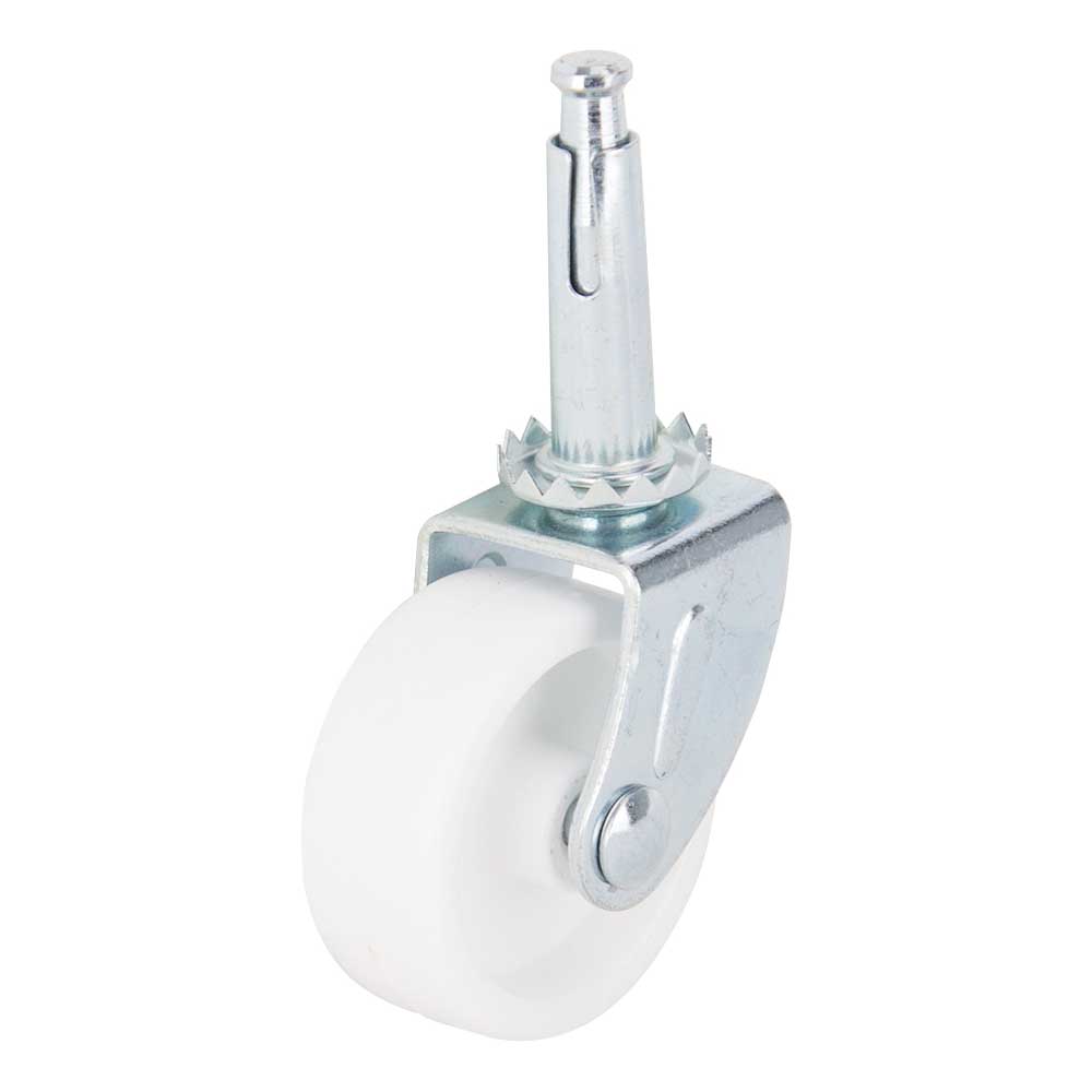 Caster Stem 1-5/8" Zinc/White Plastic Wheel 50lb 4pk