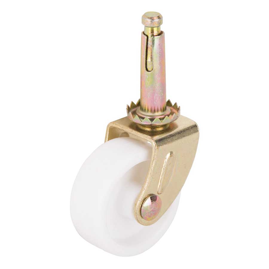 Caster Stem 1-5/8" Brass/White Plastic Wheel 50lb 4pk