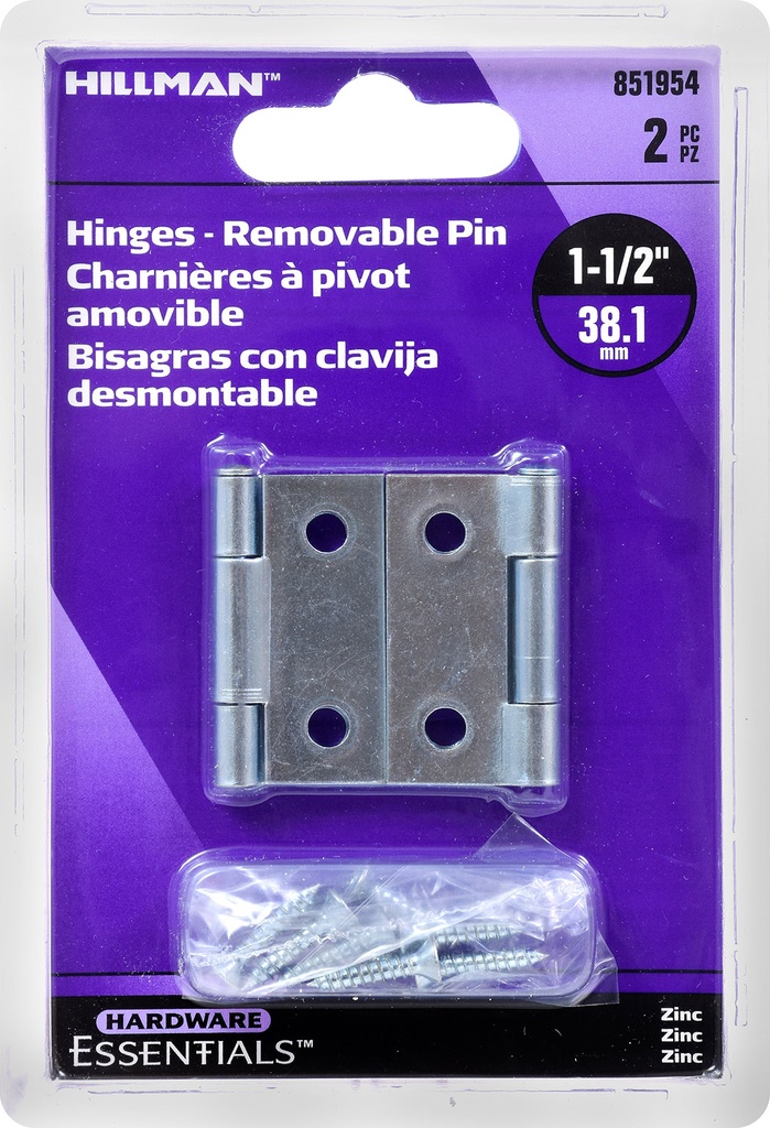 CD-LGT NAR HNGE 1.5" ZC REMOVABLE PIN PK5