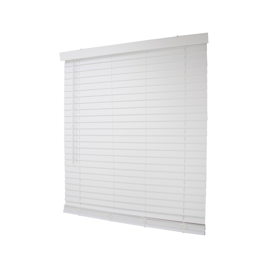 Blind Mini Cordless 39"x64" White Faux Wood 2" Slats