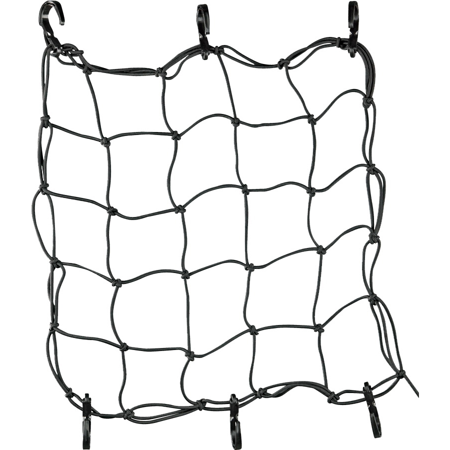 Cargo Net 30"x15" Black Rubber 6 Hooks. Stretches to 25"x45"