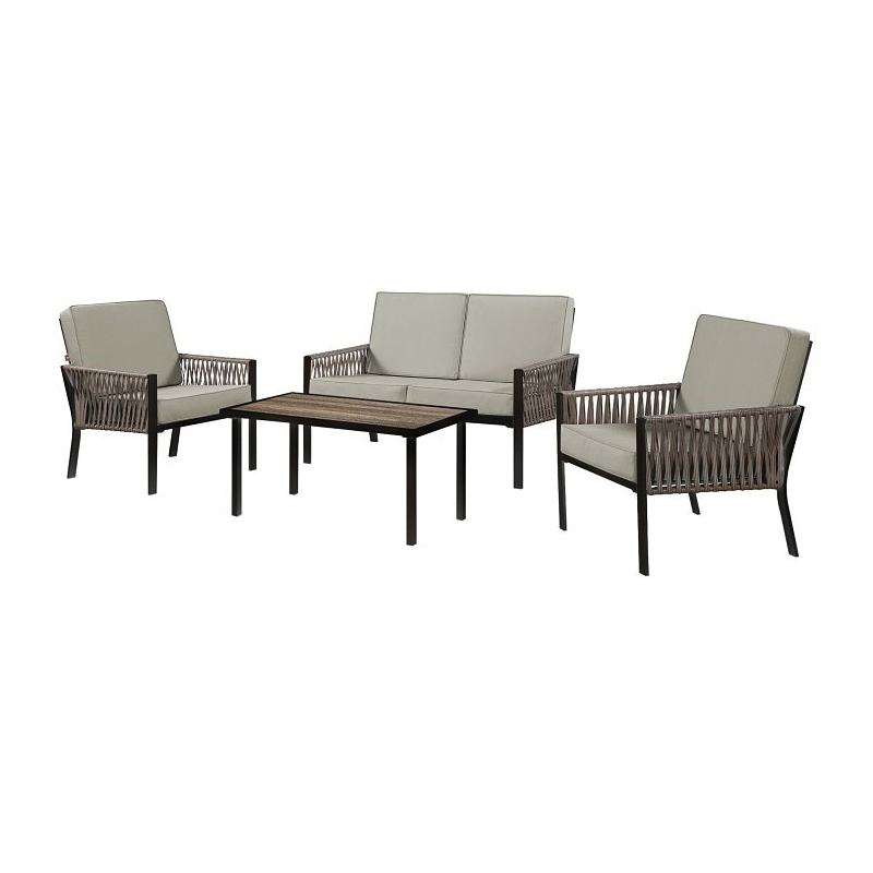 Deep Seating Set 4pc Brown Cushioned