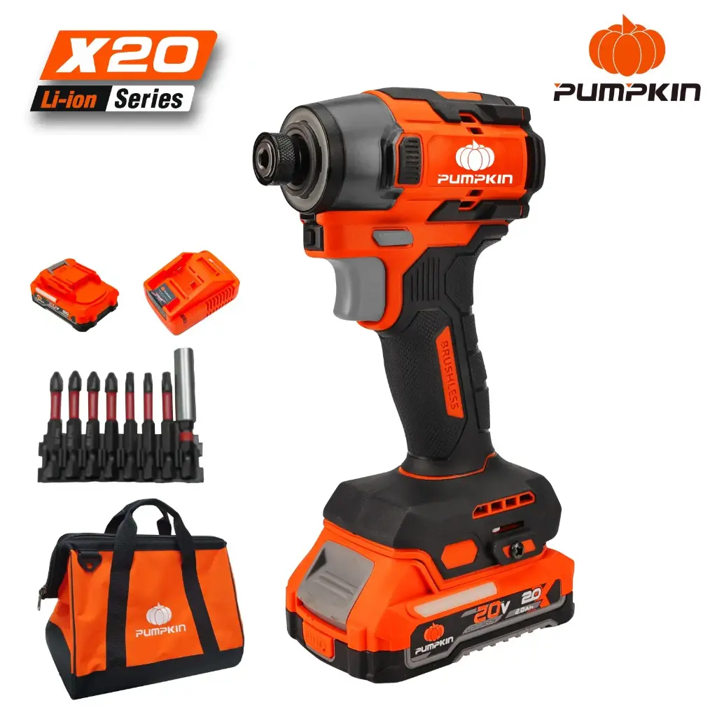 169 ft-lb 20V BL CORDLESS IMPACT DRIVER W/TOOL BAG X20 1/4"