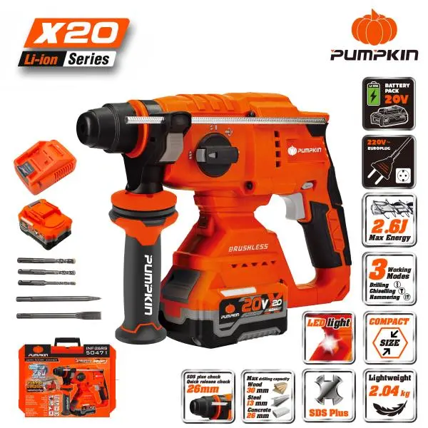 20V LI-ION BRUSHLESS 3 FUNCTION ROTARY HAMMER 1"