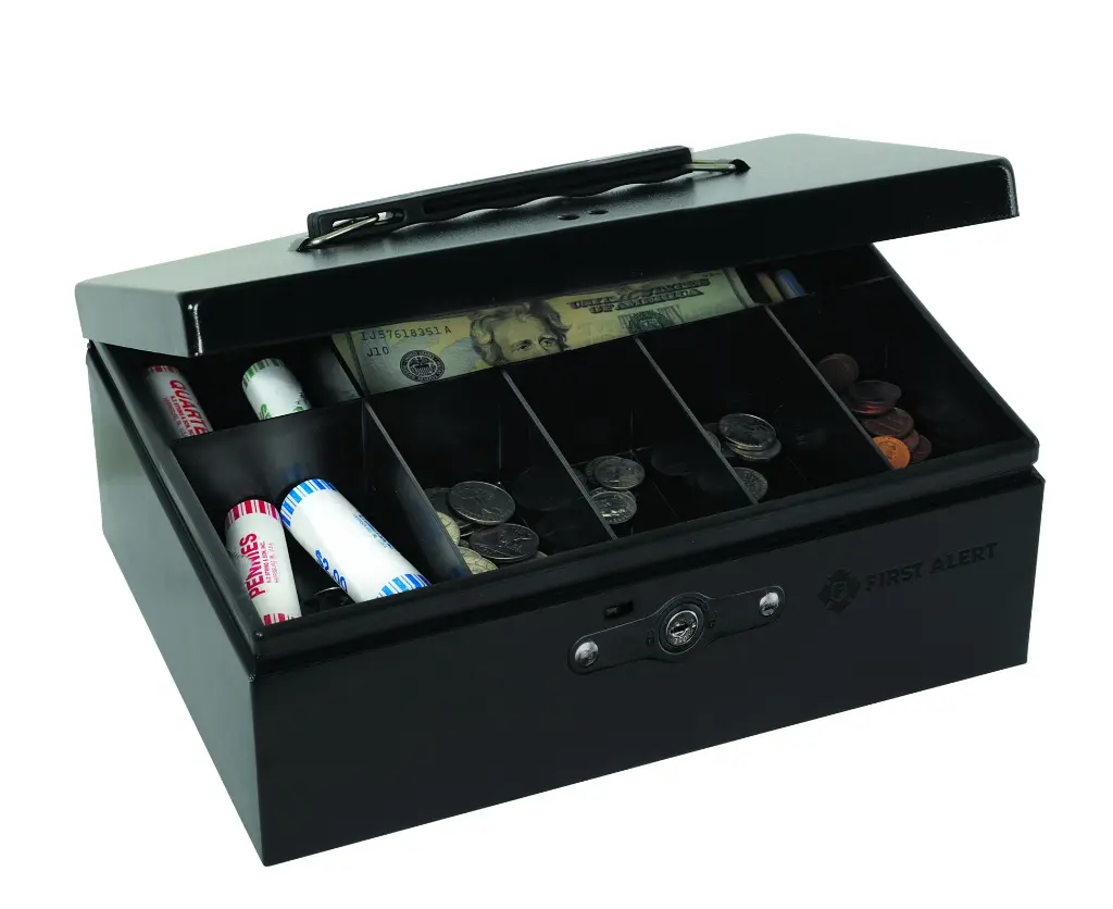 Cash Box Powder Coated 7 Compartment Cash Tray W/2 Keys