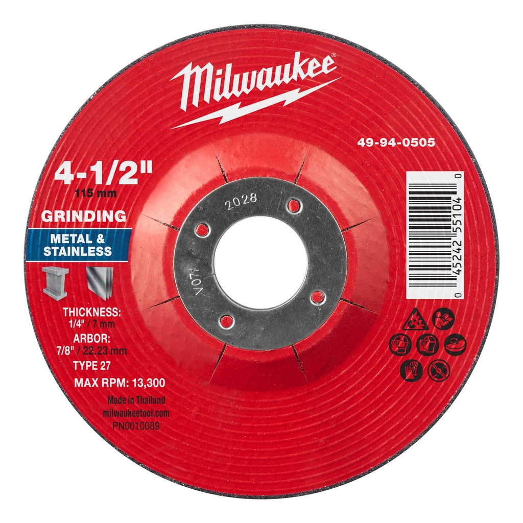 Grinding Wheel Metal 4-1/2"x1/4"x7/8" T27