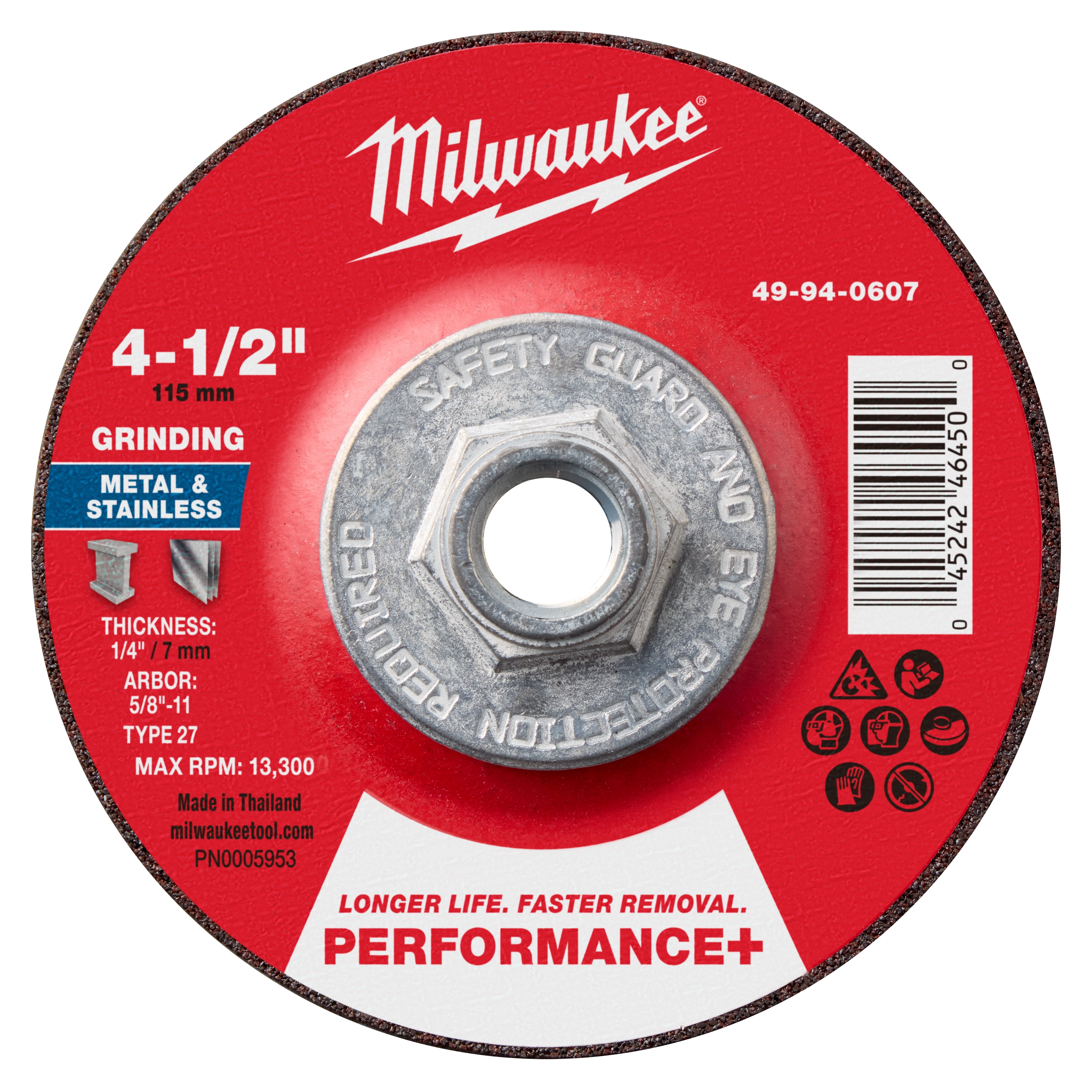 Grinding Wheel Metal 4-1/2"x1/4"x5/8" T27