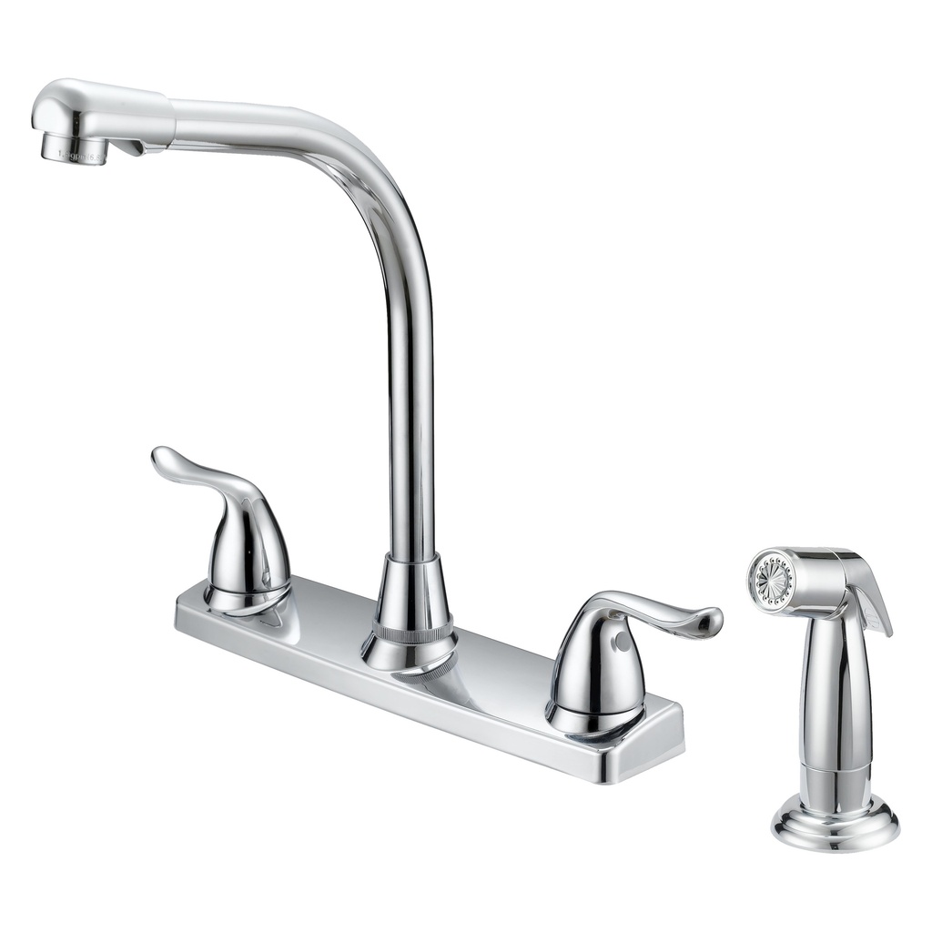 Kitchen Faucet 2 Handle High Rise Chrome w/Sprayer