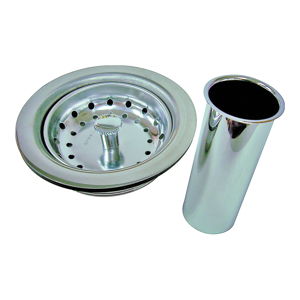 Sink Strainer 3-1/2" w/Tailpiece Stainless Steel/Chrome