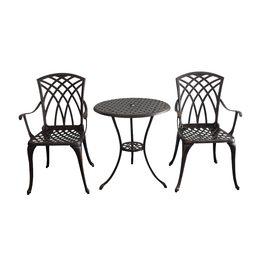 Patio Bistro Set 3pc Antique Bronze Aluminum
