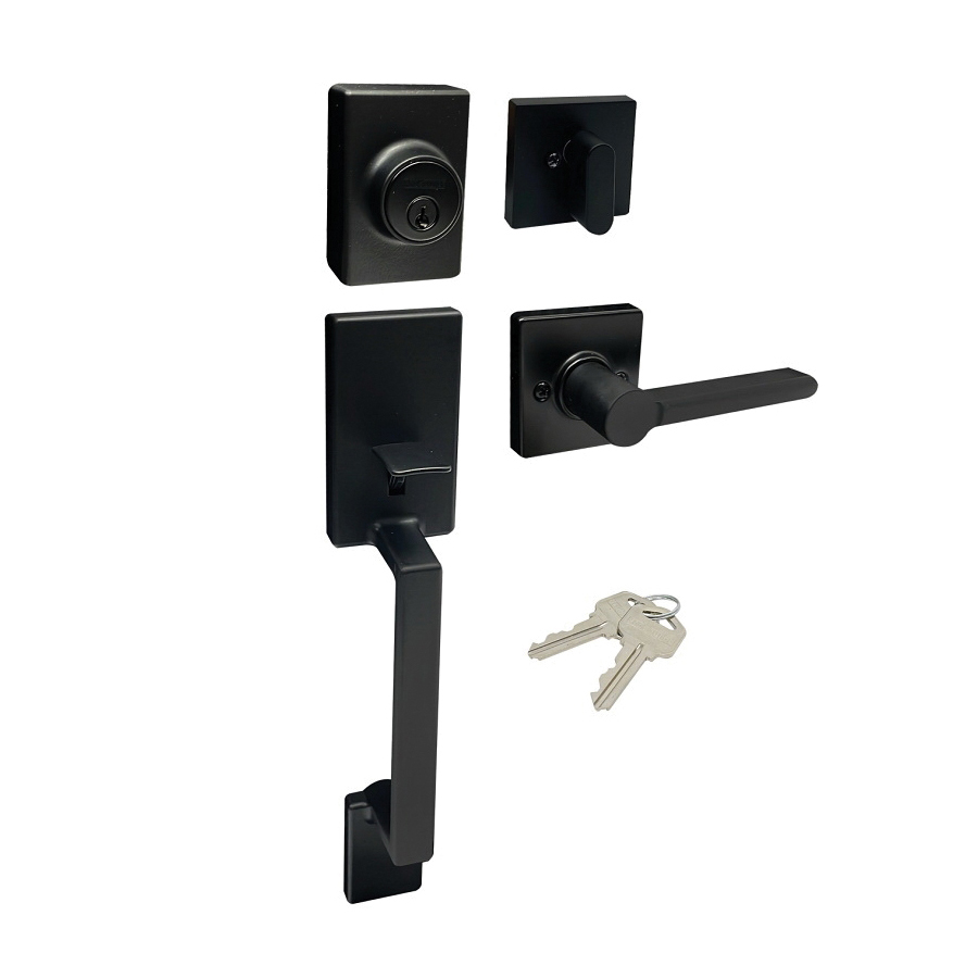 Handleset Entrance Matte Black Square Lever Handle