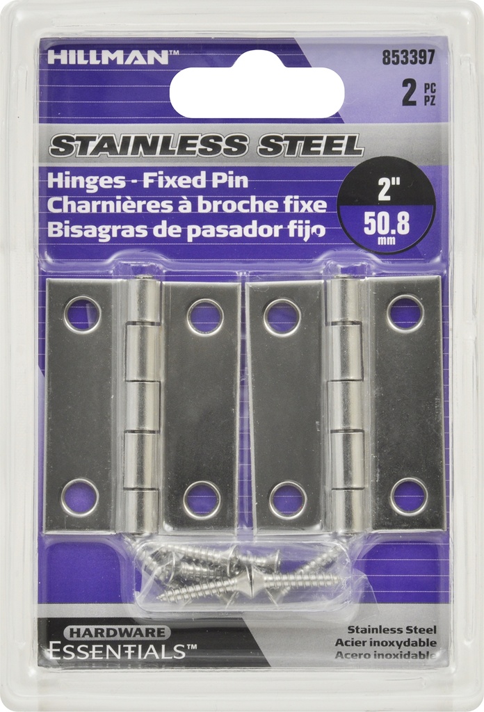 NARROW HINGE FIX PIN 2" SS
