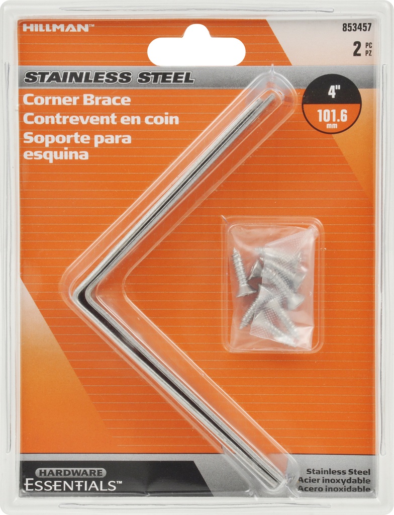 CORNER BRACE 4"X7/8" SS