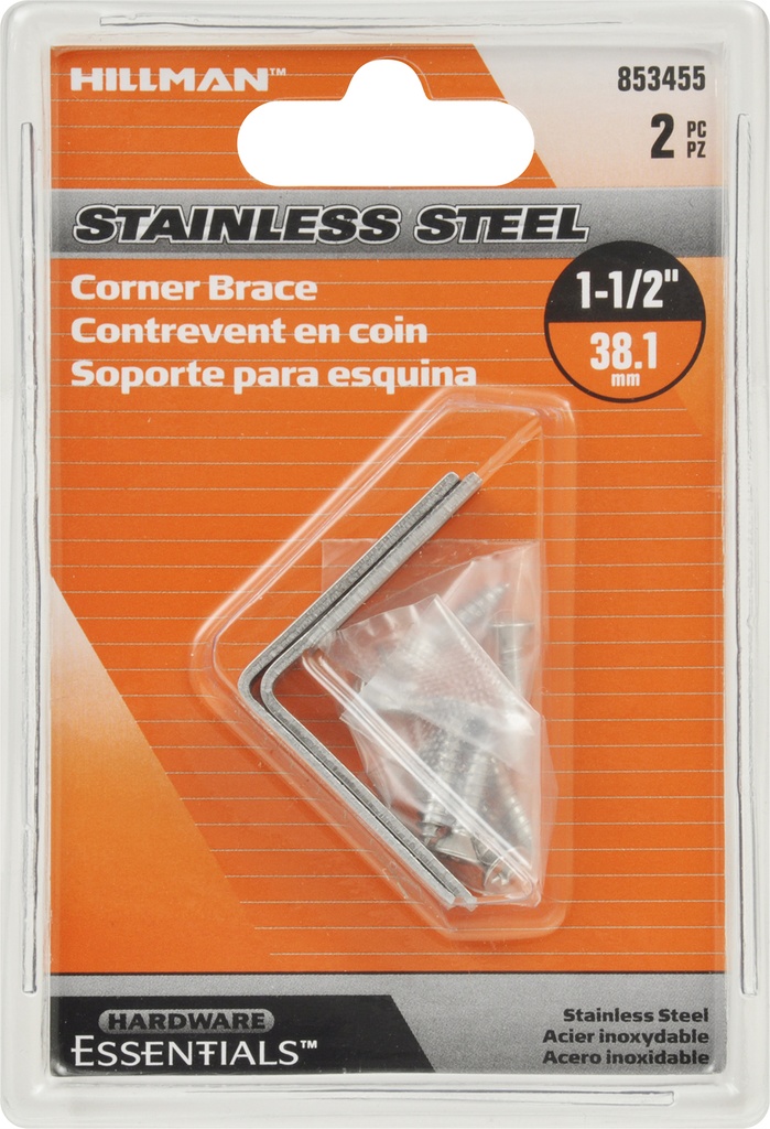 CORNER BRACE 1-1/2"X1/2" SS