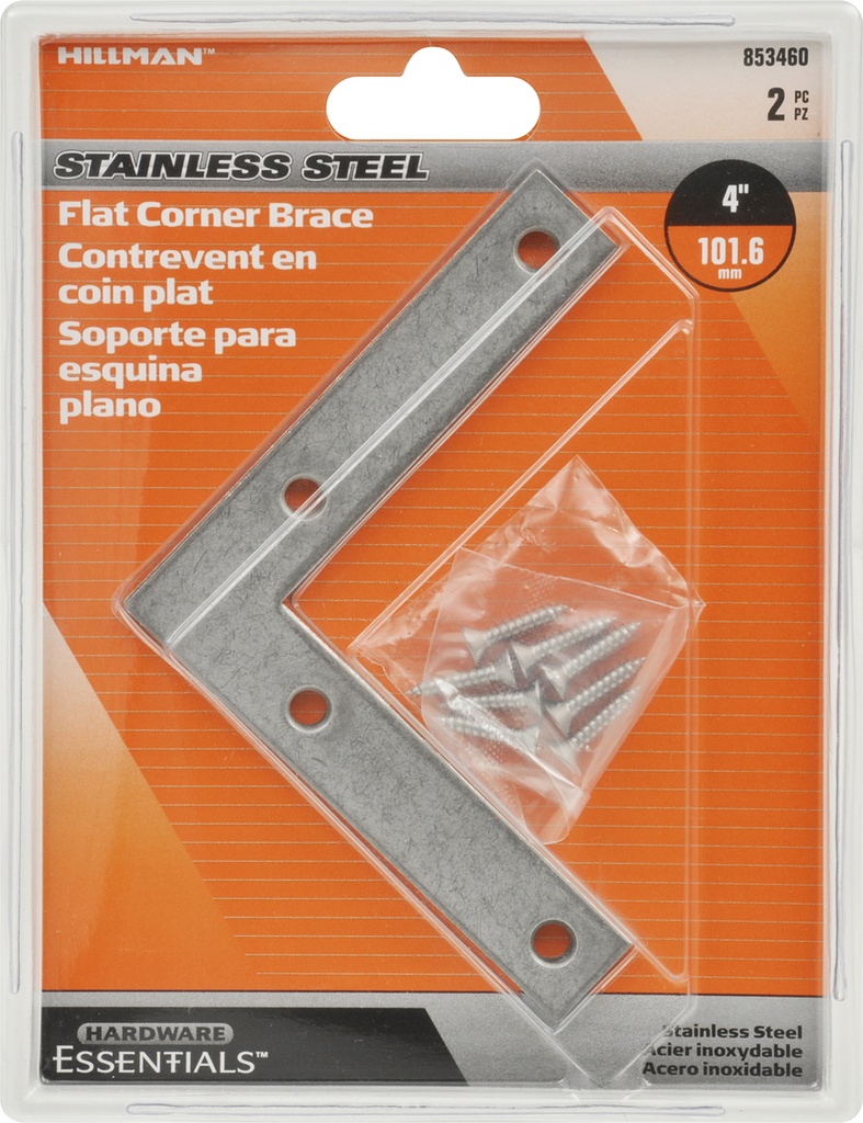 FLAT CORNER IRON 4"X3/4" SS