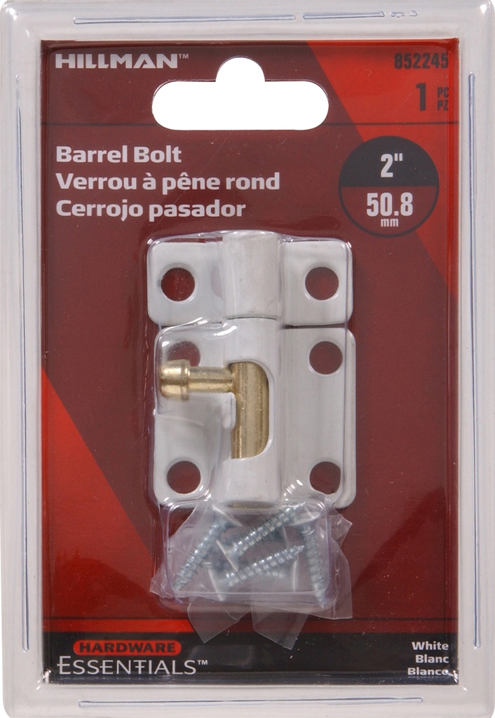 CD-BARREL BOLT 2" WHITE