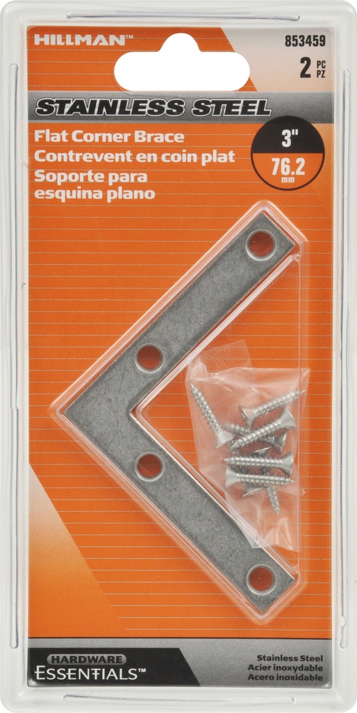 FLAT CORNWR IRON 3"X1/2" SS