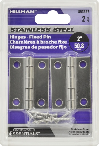 [853397] NARROW HINGE FIX PIN 2" SS