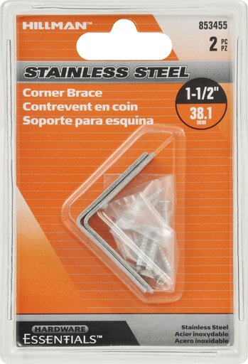 [853455] CORNER BRACE 1-1/2"X1/2" SS