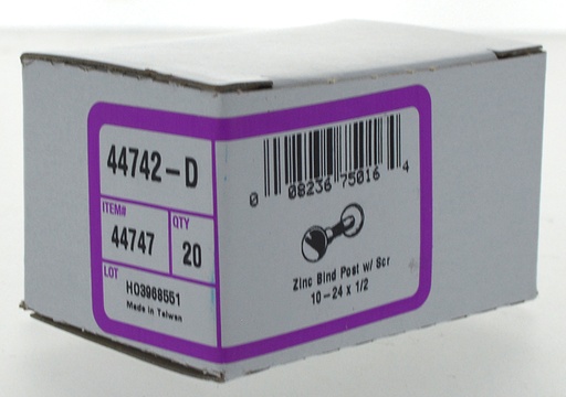 [44747-D] BINDING POST W SCREW 10-24X1/2   BX20
