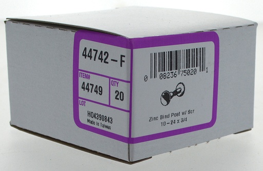 [44749-F] BINDING POST W SCREW 10-24X3/4   BX20