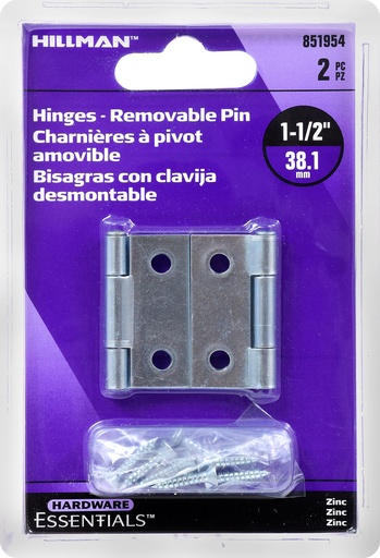 [851954] CD-LGT NAR HNGE 1.5" ZC REMOVABLE PIN PK5