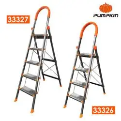 [33327] 5 STEPS HOUSEHOLD FOLDABLE STAINLESS STEEL ALUMINIUM LADDER 121cm