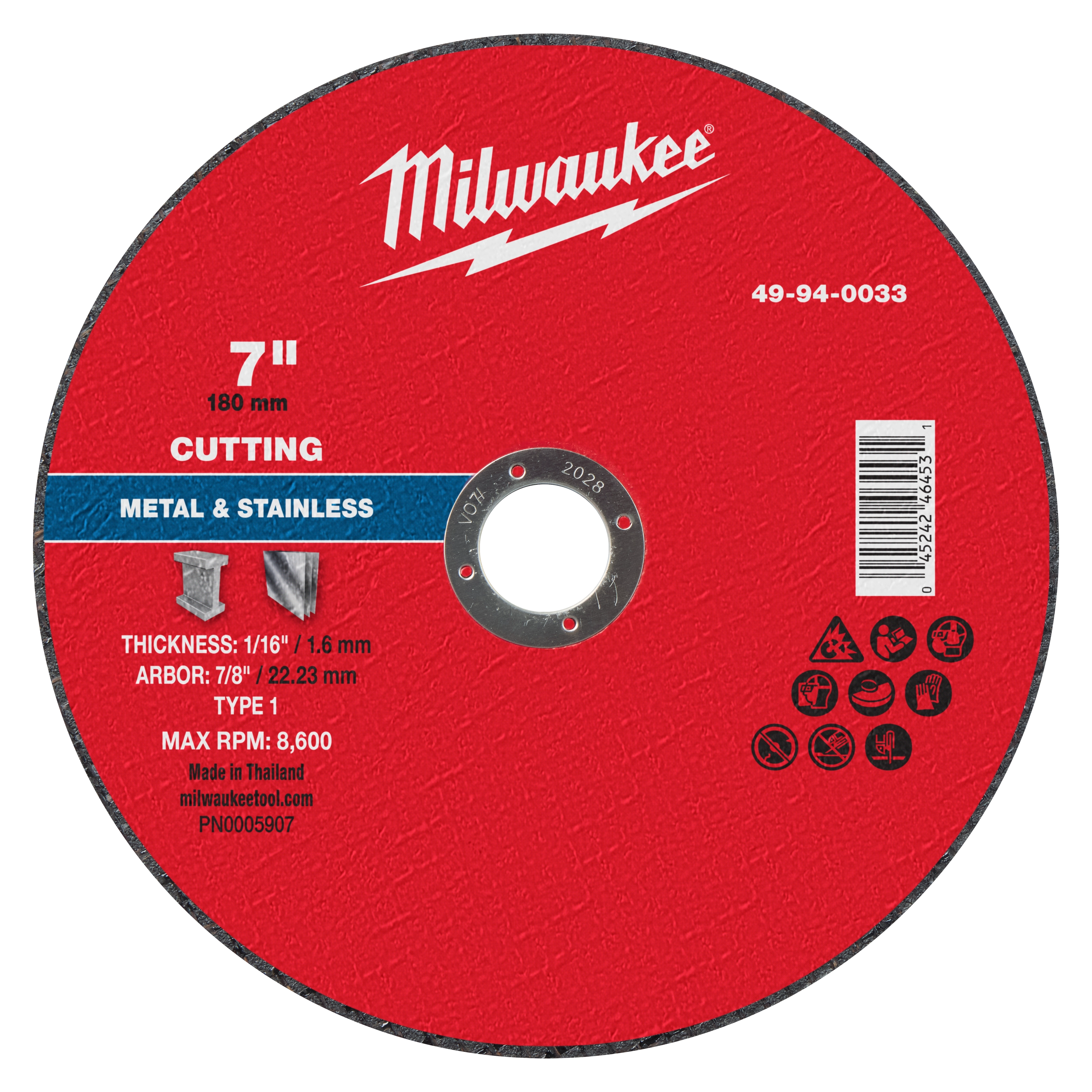 [49940033] Cutting Wheel Metal 7"x1/16"x7/8" T1