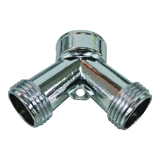 [3543758] Hose Y Connector 3/4"MGH x 3/4"MGH x 3/4"FPT Chrome